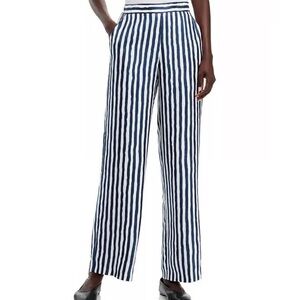 Theory Silk Relaxed Wide Leg Striped Pants